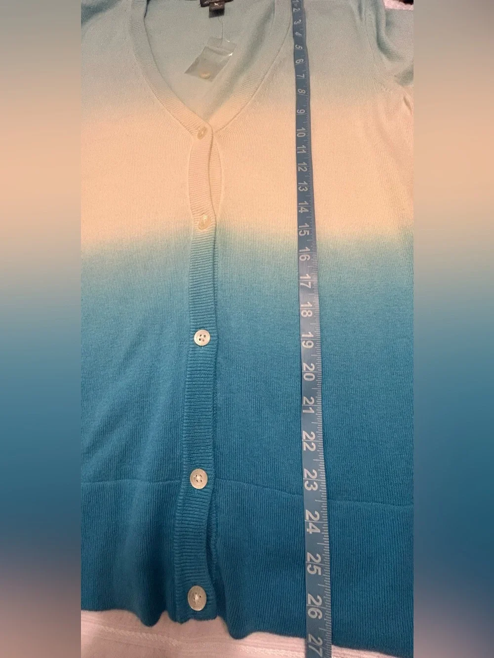 NWOT Eddie Bauer Blue Ombre Button Cardigan Sweater Tall M